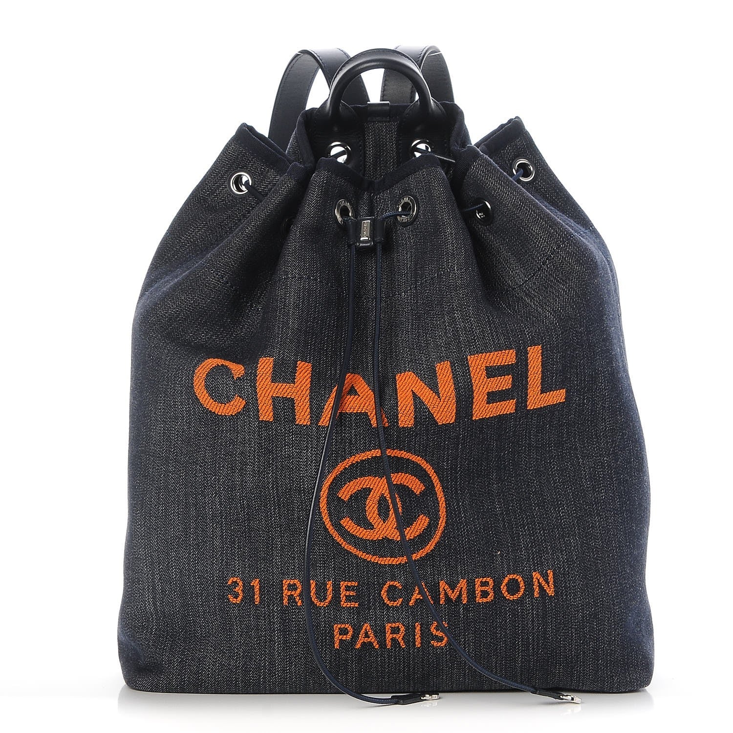 Chanel Canvas Large Deauville Backpack Denim Blue 1 of 8