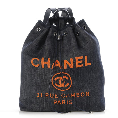 Chanel Canvas Large Deauville Backpack Denim Blue 1 of 8
