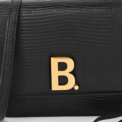 Balenciaga Patent Calfskin Lizard Embossed Small B Crossbody Bag Black 7 of 9