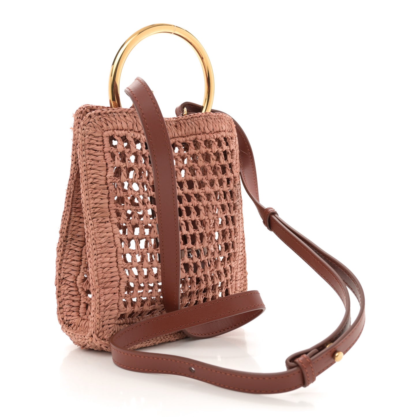Raffia Calfskin Mini Summer Banana Tote Summery Beige