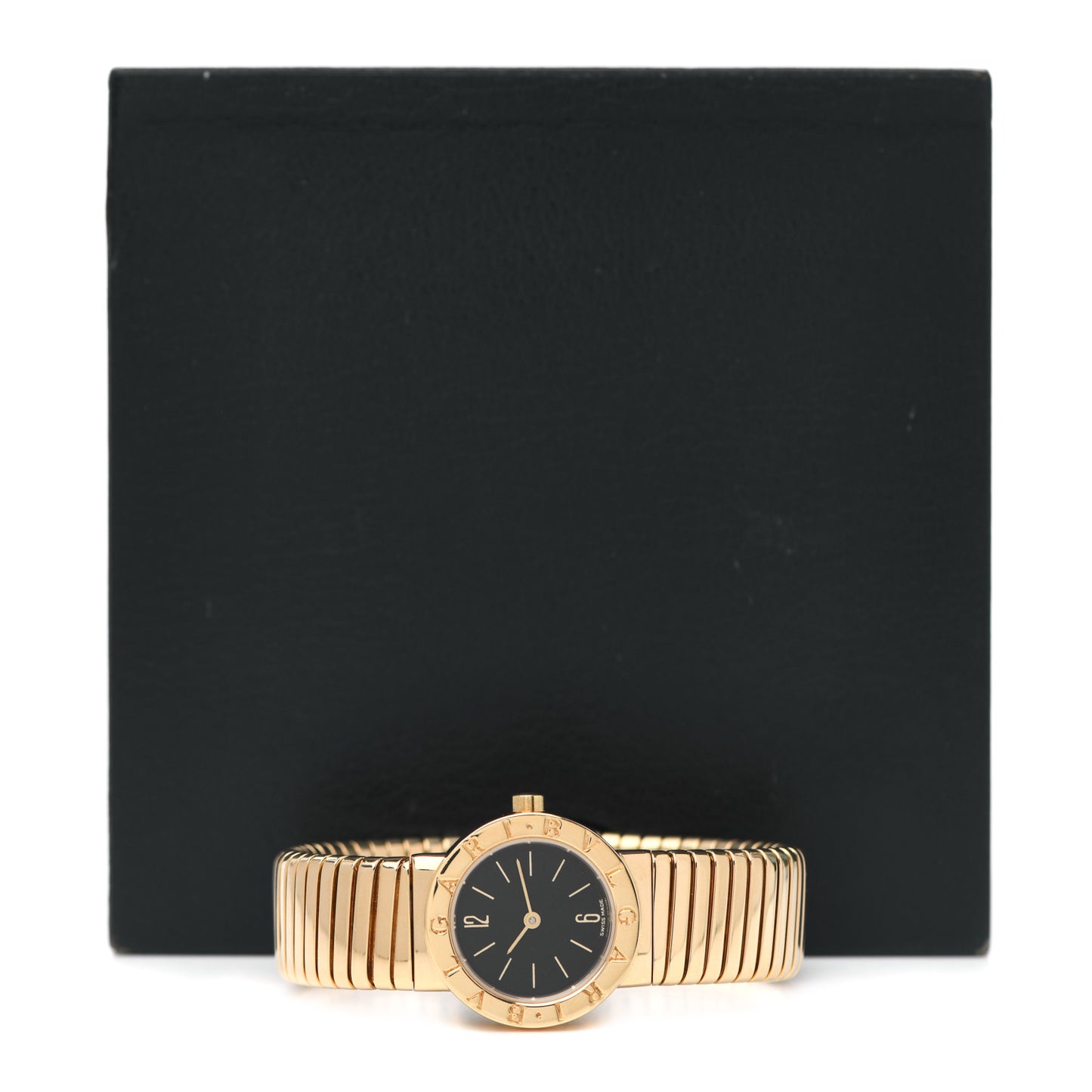 18K Yellow Gold 23mm Tubogas Quartz Watch Black