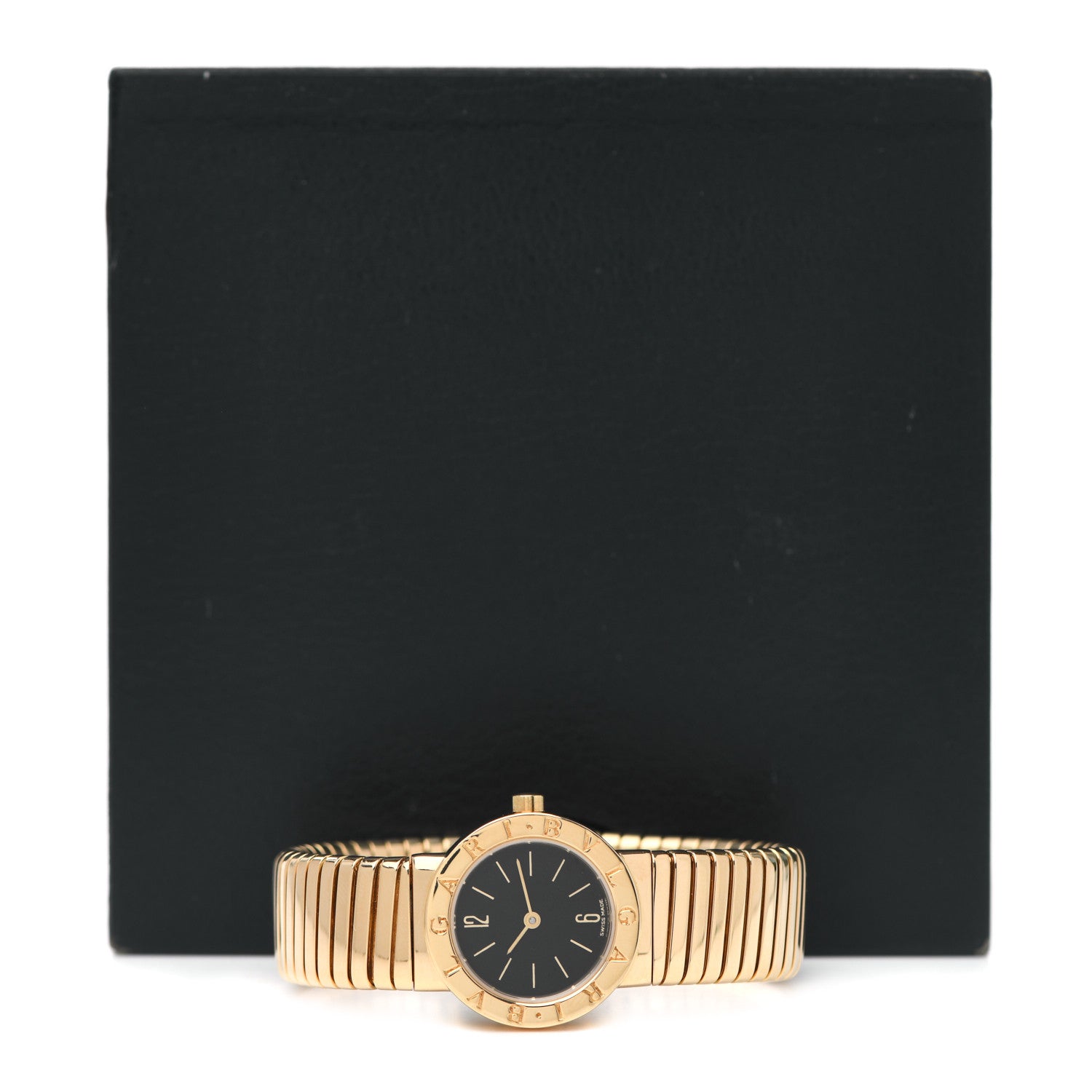 Bulgari 18K Yellow Gold 23mm Tubogas Quartz Watch Black 5 of 5
