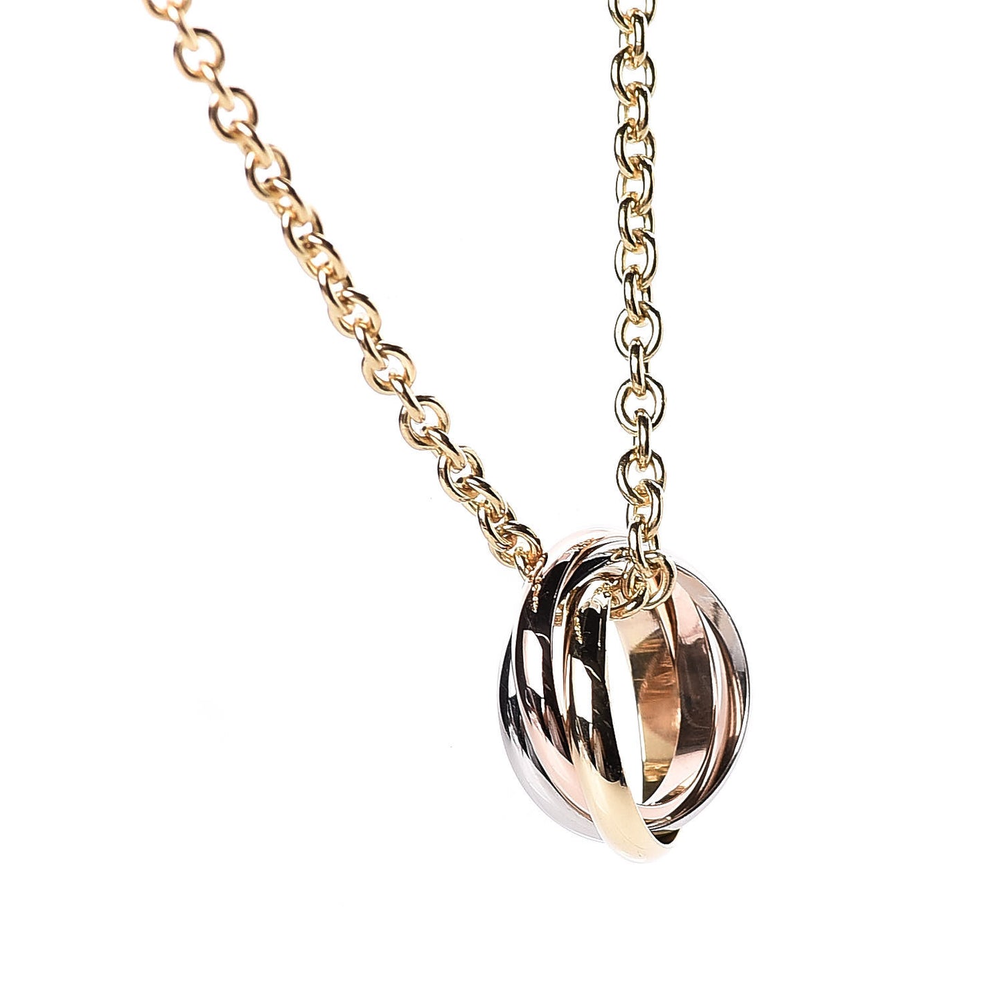 18K Pink Yellow White Gold Trinity Pendant Necklace