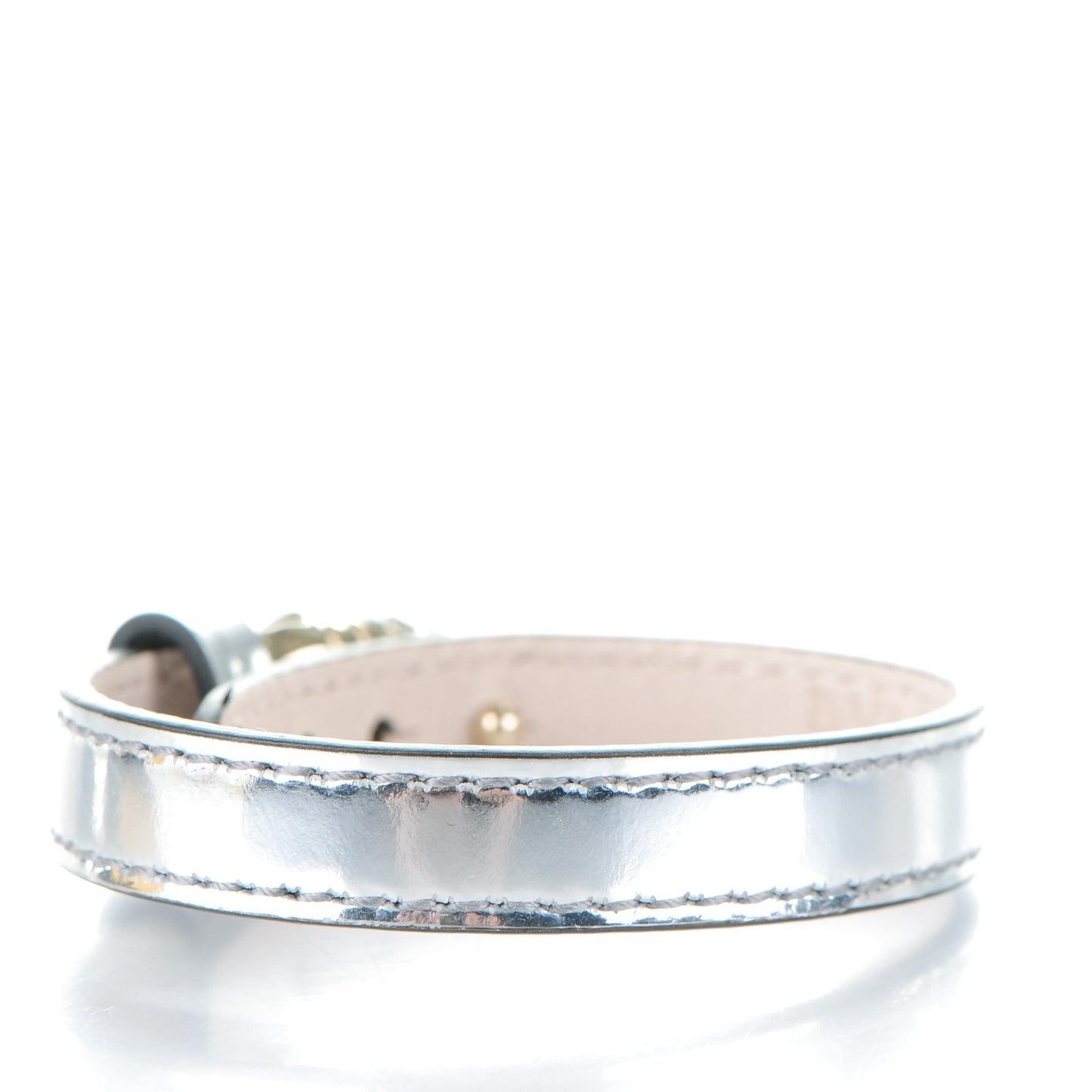 Metallic Calfskin Serpenti Forever Bracelet L Silver