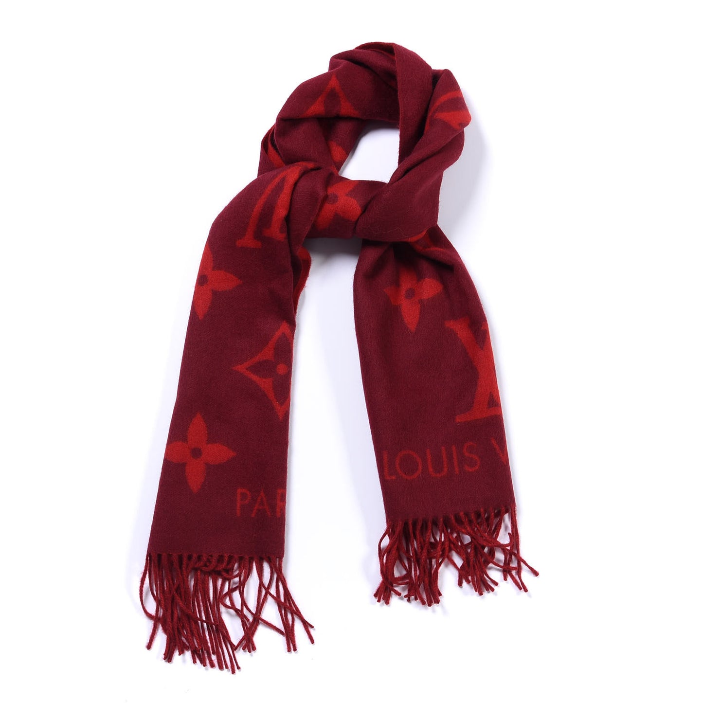 Cashmere Monogram Reykjavik Scarf Cherry