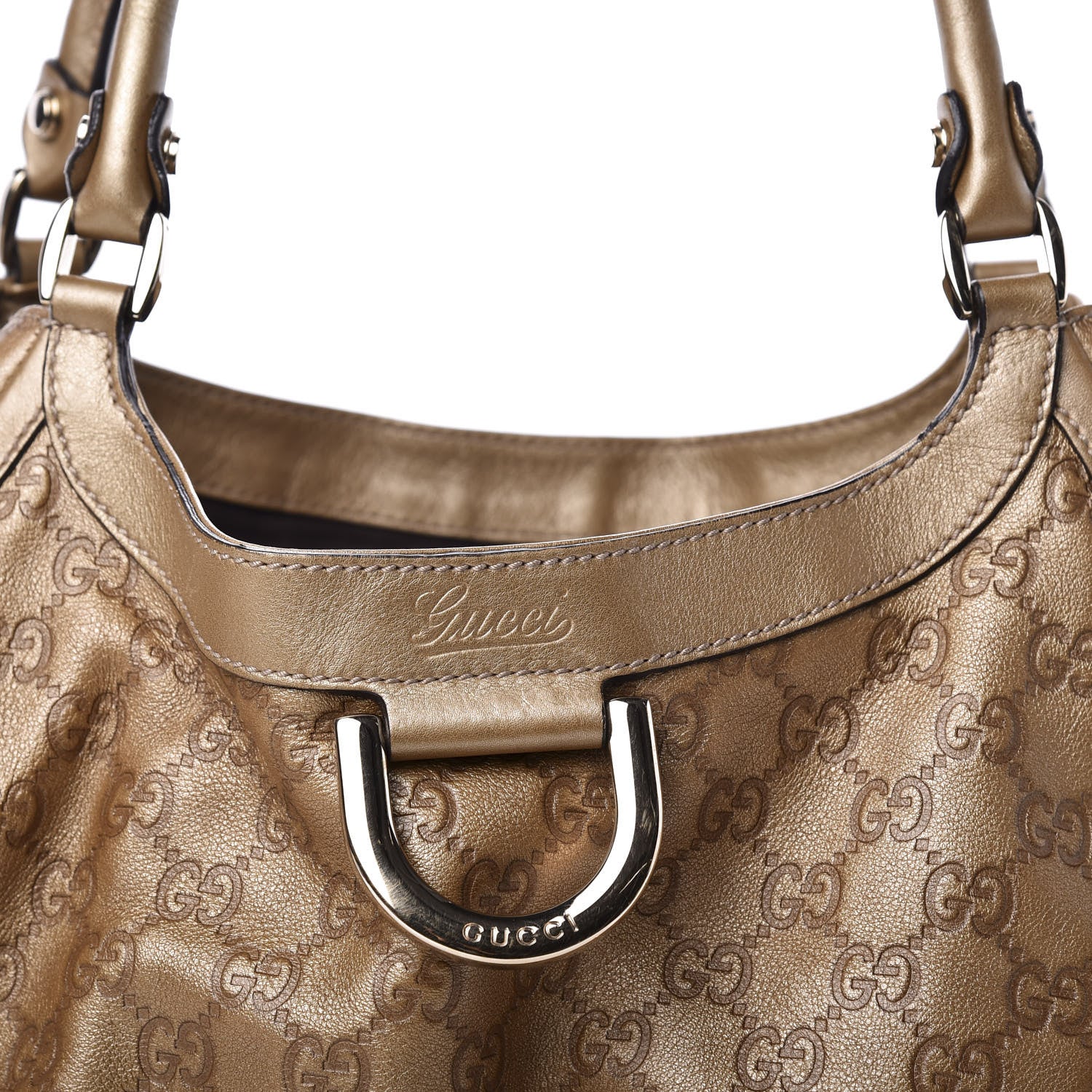 Gucci Guccissima Large D Ring Shoulder Bag Gold 10 of 10