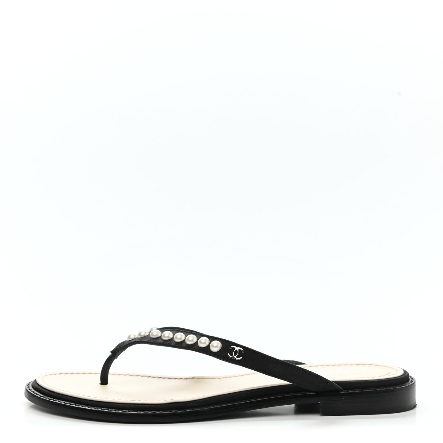 Suede Pearl Thong Sandals 39 Black