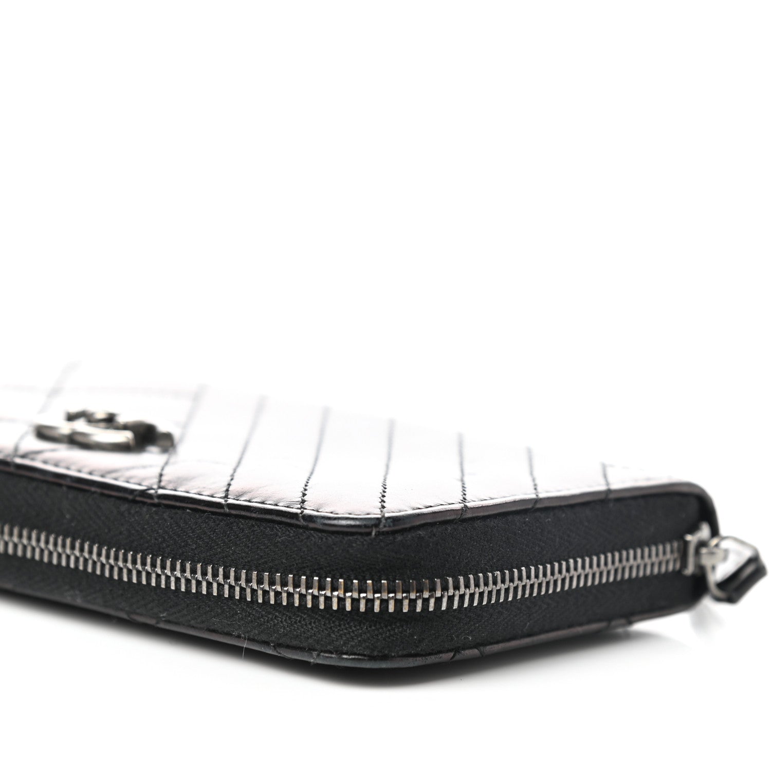 Chanel Glazed Calfskin Quilted Small Coco Boy Zip Around Wallet Black 10 of 12