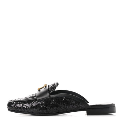 Chanel Sequin Lambskin Quilted CC Mules 36 Black 1 of 8