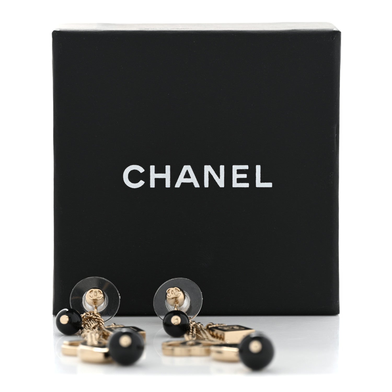 Chanel CC Pearl N°5 Perfume Bottle Charm Drop Earrings Gold Black 5 of 5