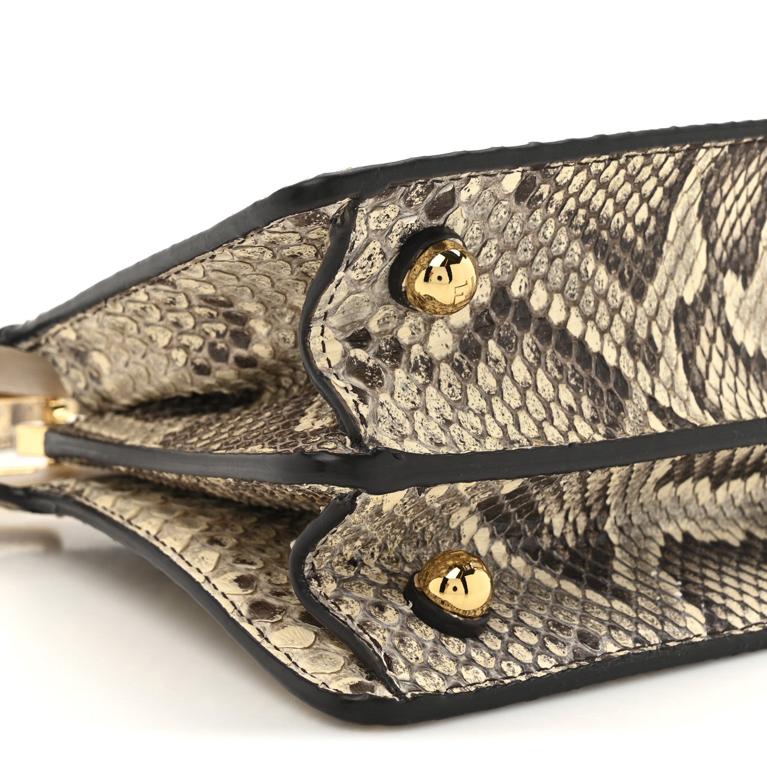 Fendi Snakeskin Shiny Nappa Petite Peekaboo I SEE U Satchel Daisy Roccia Camelia 11 of 12