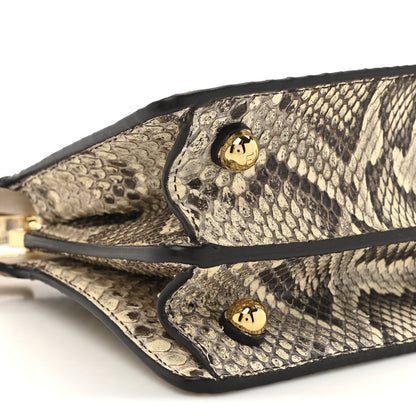 Fendi Snakeskin Shiny Nappa Petite Peekaboo I SEE U Satchel Daisy Roccia Camelia 11 of 12