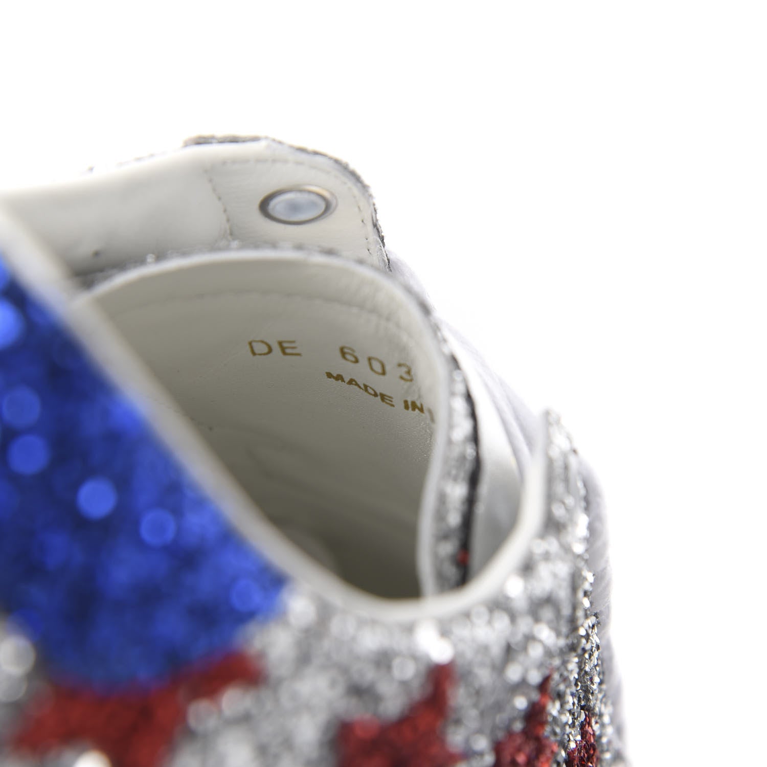 Saint Laurent Calfskin Glitter Star Court Sneakers 41 Silver Red 7 of 10