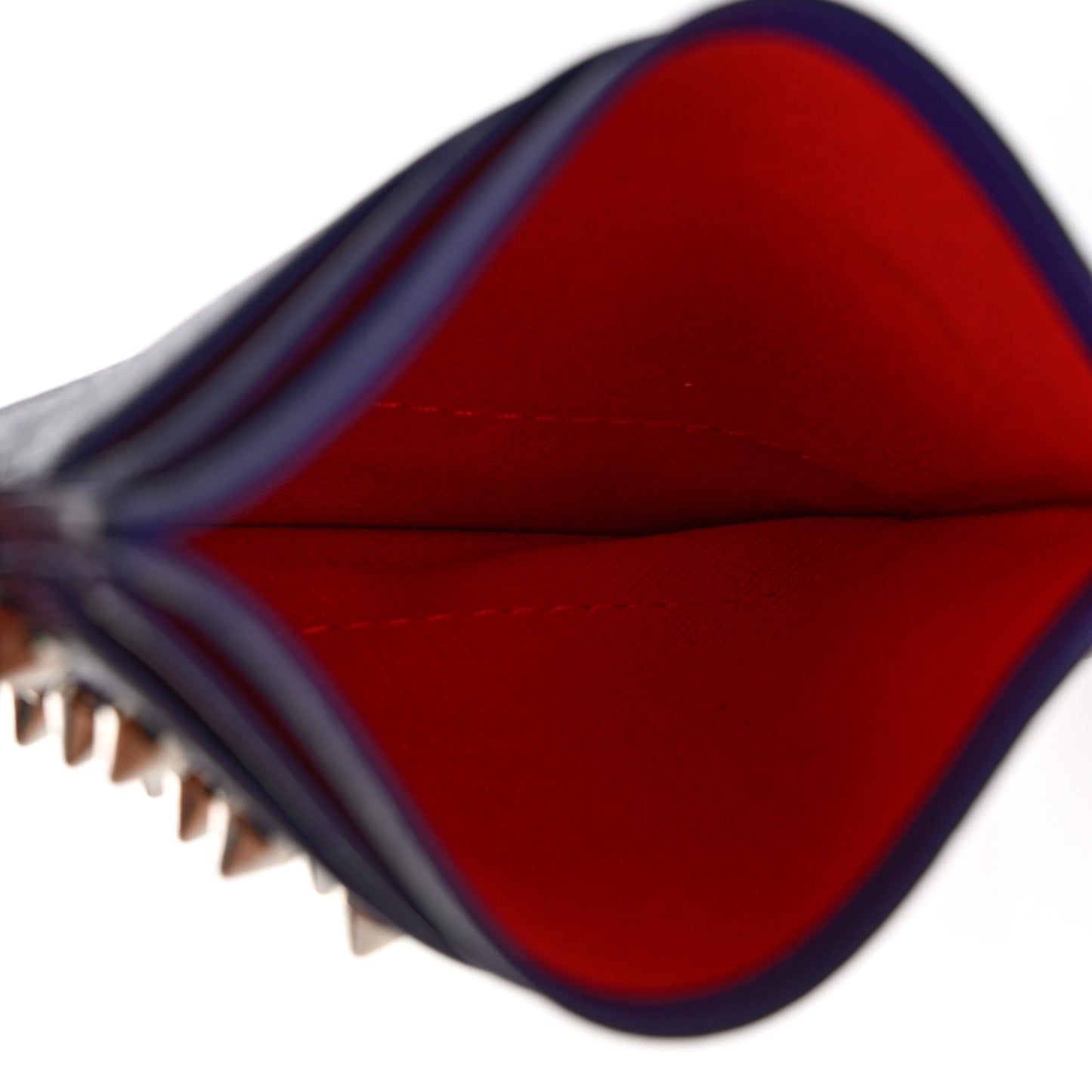 Calfskin Paris Spikes Kios Card Holder Purple