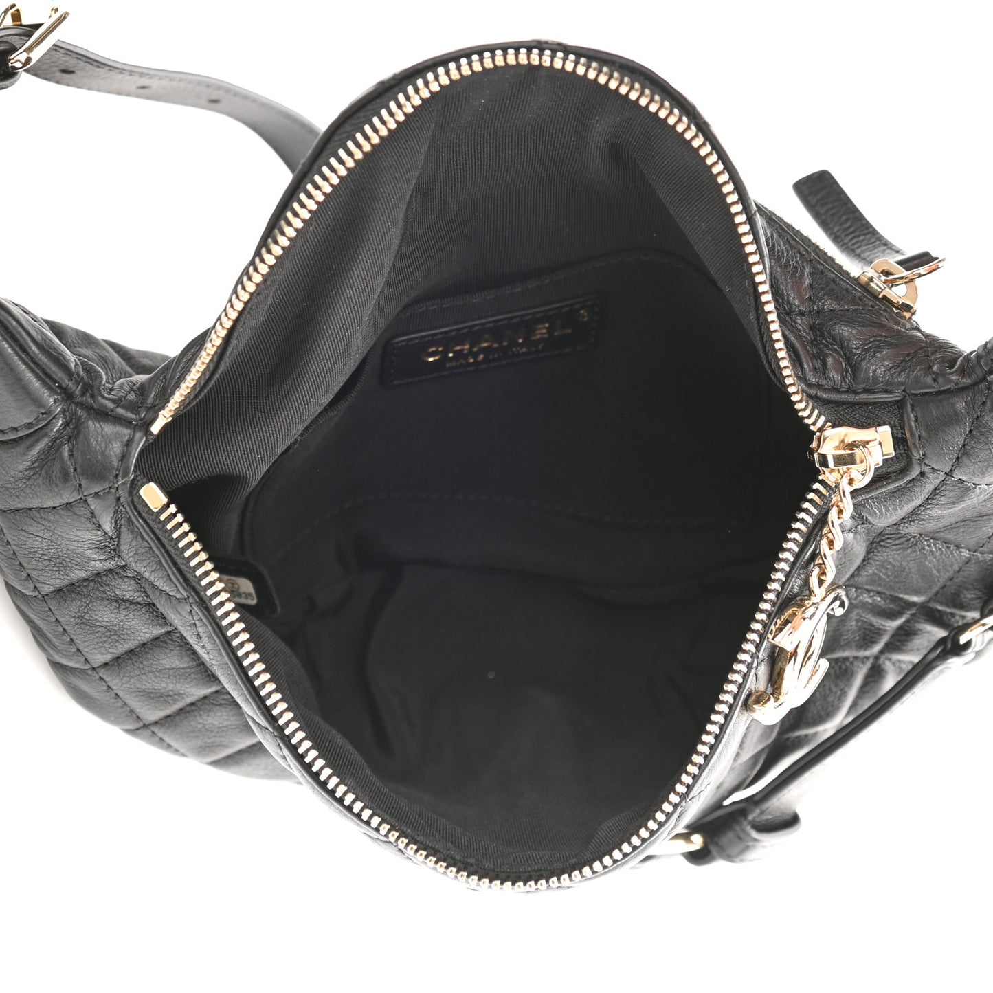 Calfskin Quilted Banane Waist Bag Fanny Pack Black