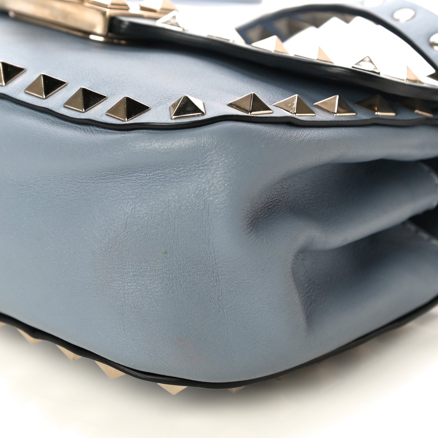 Vitello Mini Rockstud Flap Saddle Crossbody Bag London Stone