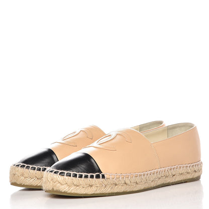 Chanel Lambskin CC Espadrilles 39 Beige Black 2 of 10