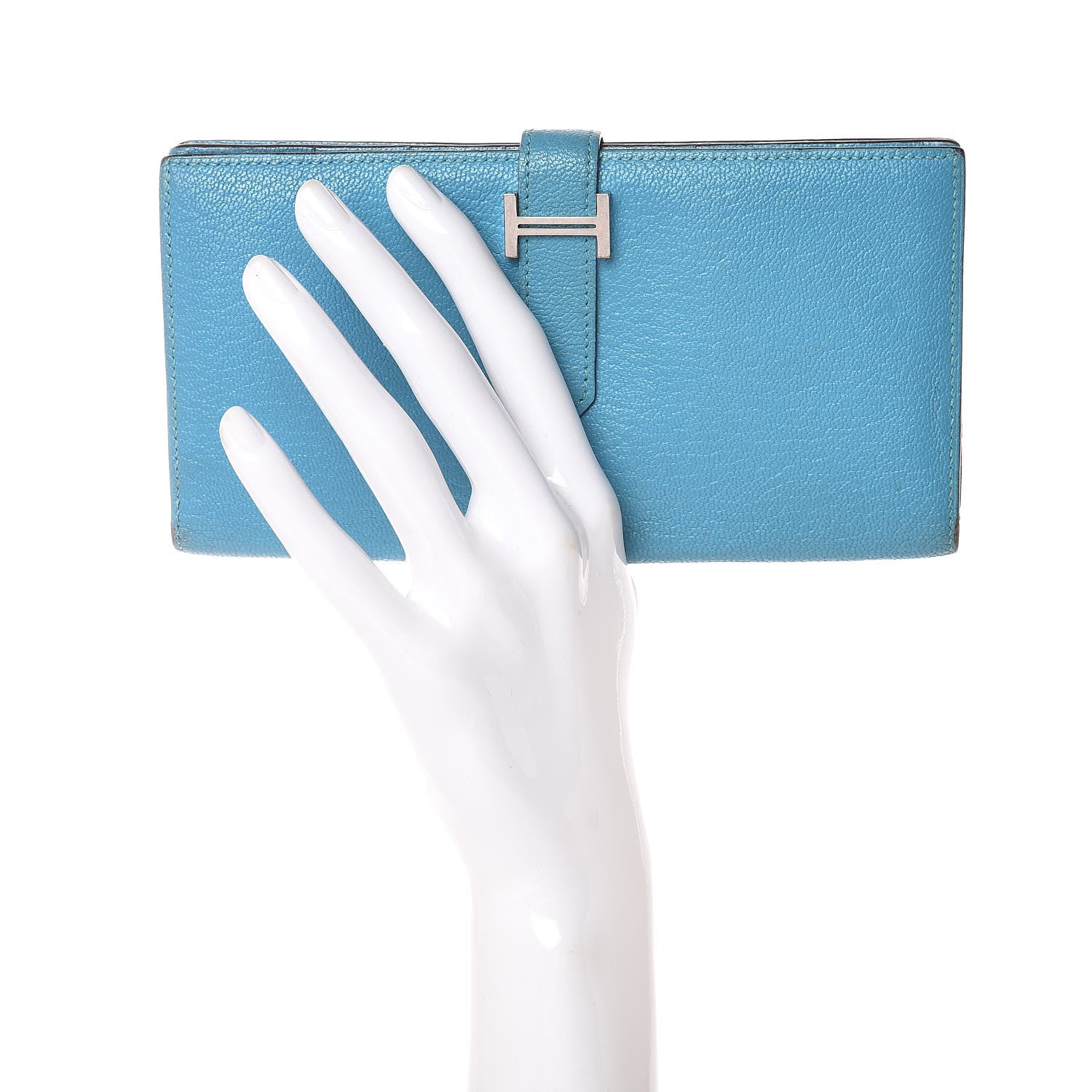 Hermes Chevre Mysore Bearn Gusset Wallet Bleu Azteque 2 of 11