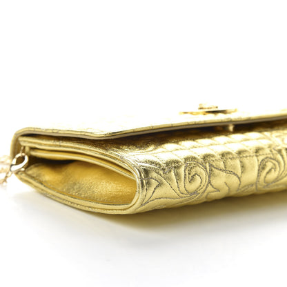 Versace Metallic Nappa Barocco Quilted Wallet On Chain Crossbody Gold 6 of 9