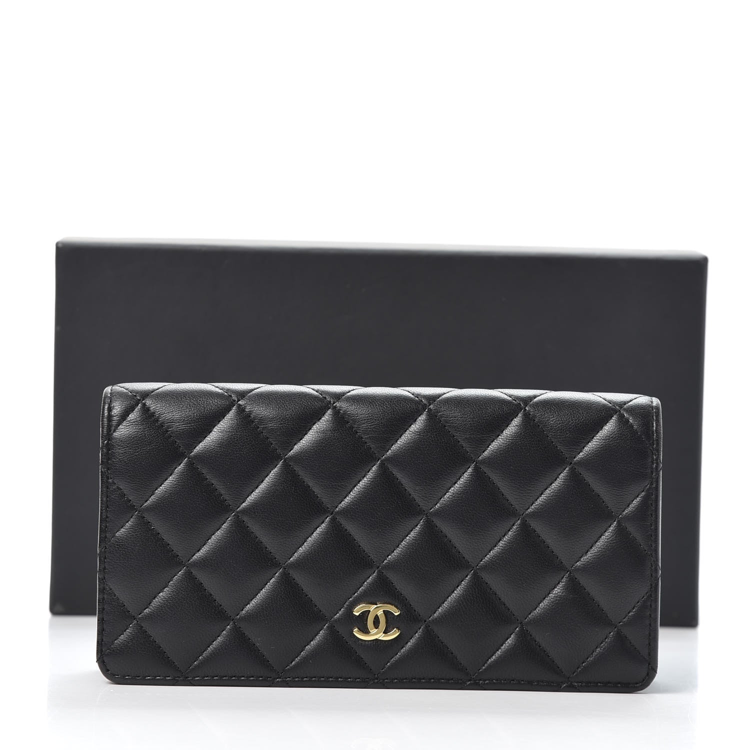 Chanel Lambskin Quilted Yen Wallet Black 10 of 10