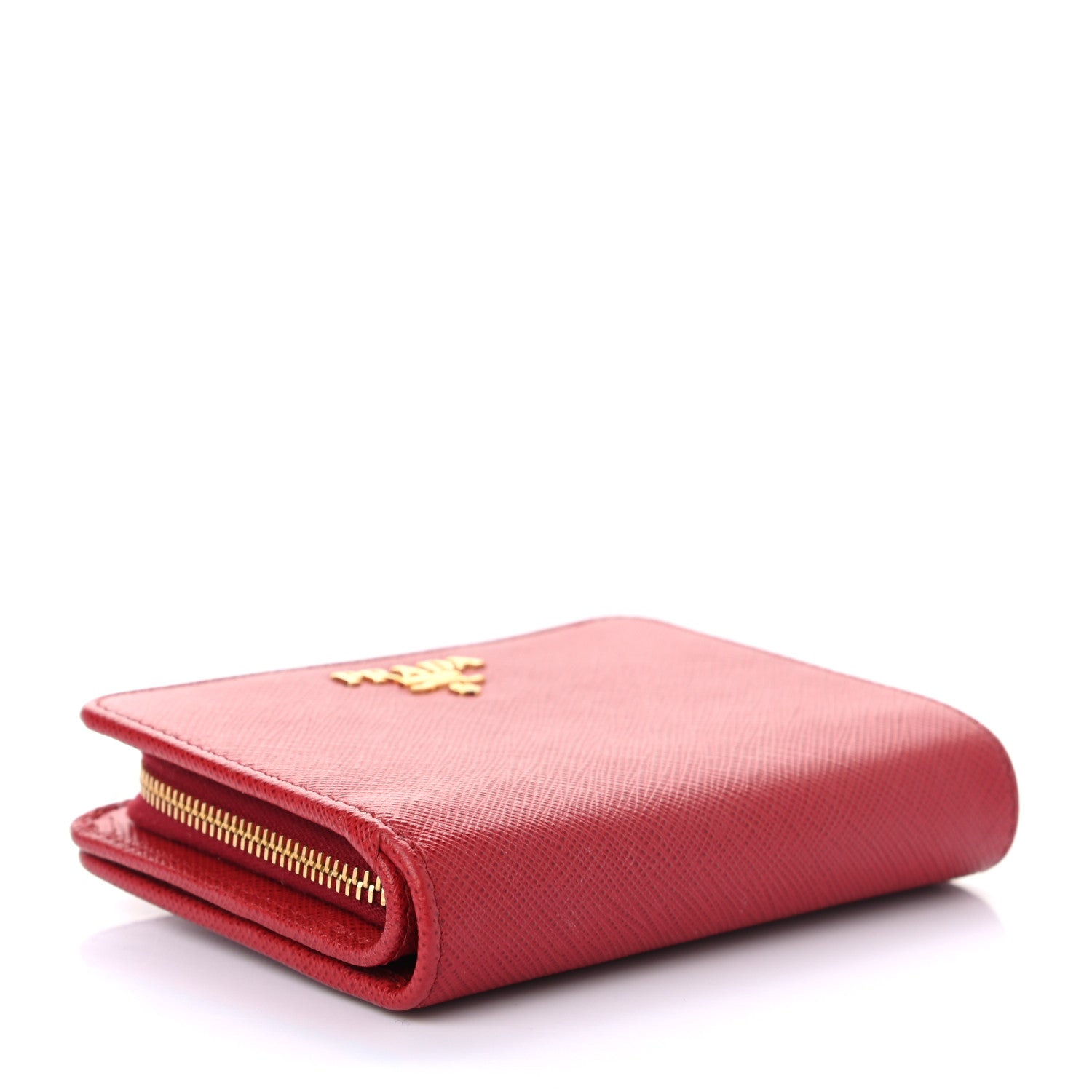 Prada Saffiano Metal Compact Wallet Fuoco 4 of 7