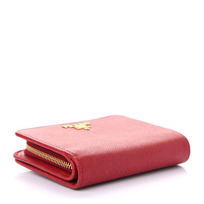 Prada Saffiano Metal Compact Wallet Fuoco 4 of 7