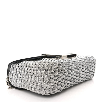 Tom Ford Calfskin Woven Satin Medium 001 Chain Shoulder Bag Silver 4 of 9