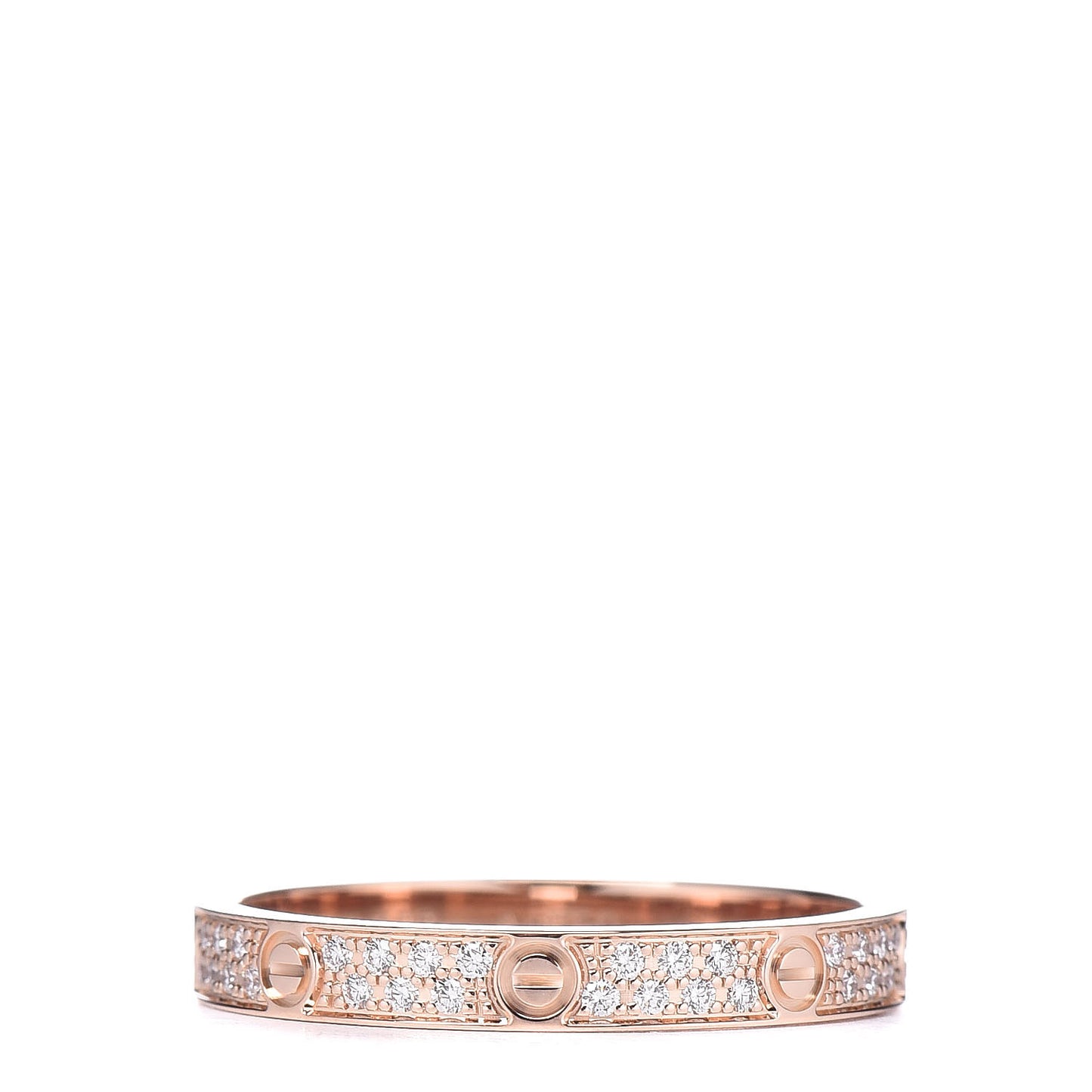 18K Pink Gold Diamond 2.6mm LOVE Paved Band Ring 50 5.25