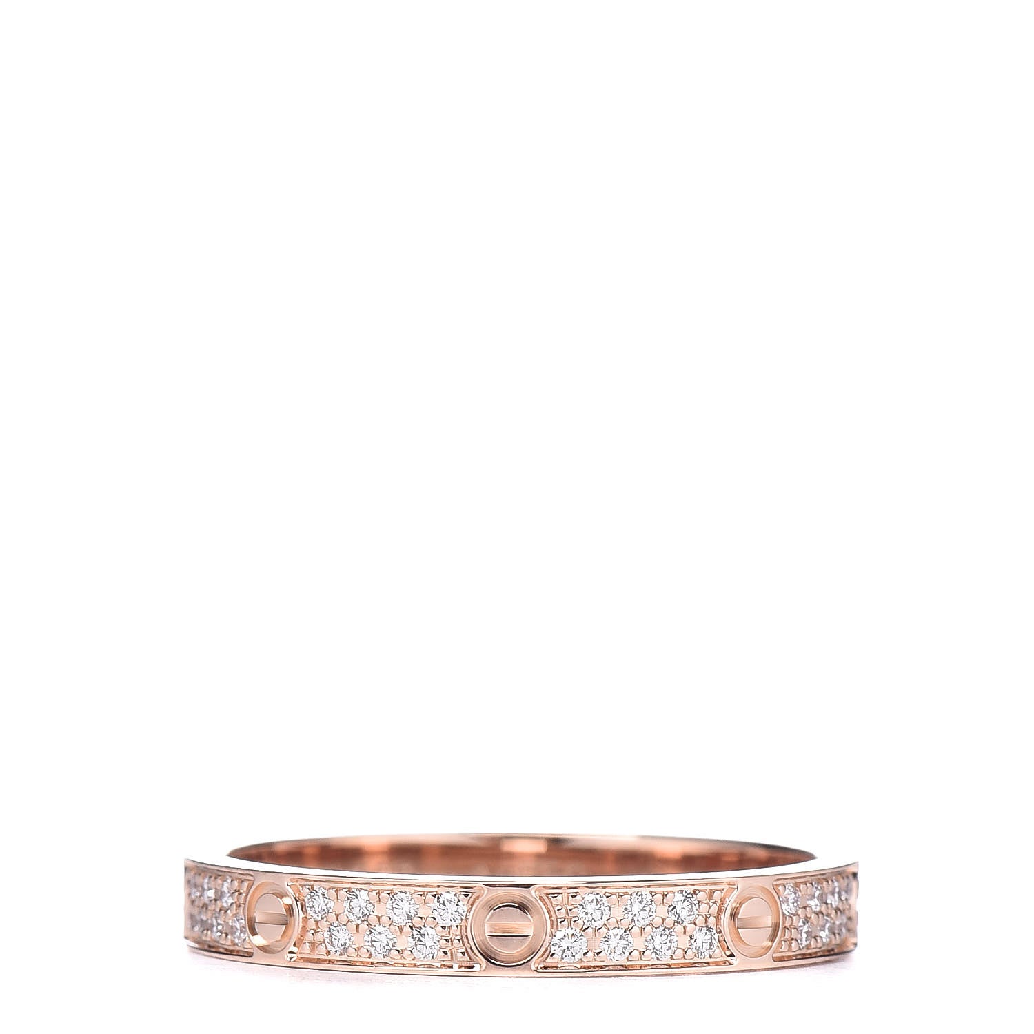 Cartier 18K Pink Gold Diamond 2.6mm LOVE Paved Band Ring 50 5.25 1 of 5