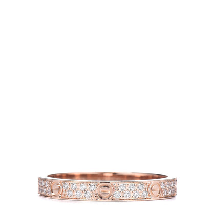 Cartier 18K Pink Gold Diamond 2.6mm LOVE Paved Band Ring 50 5.25 1 of 5