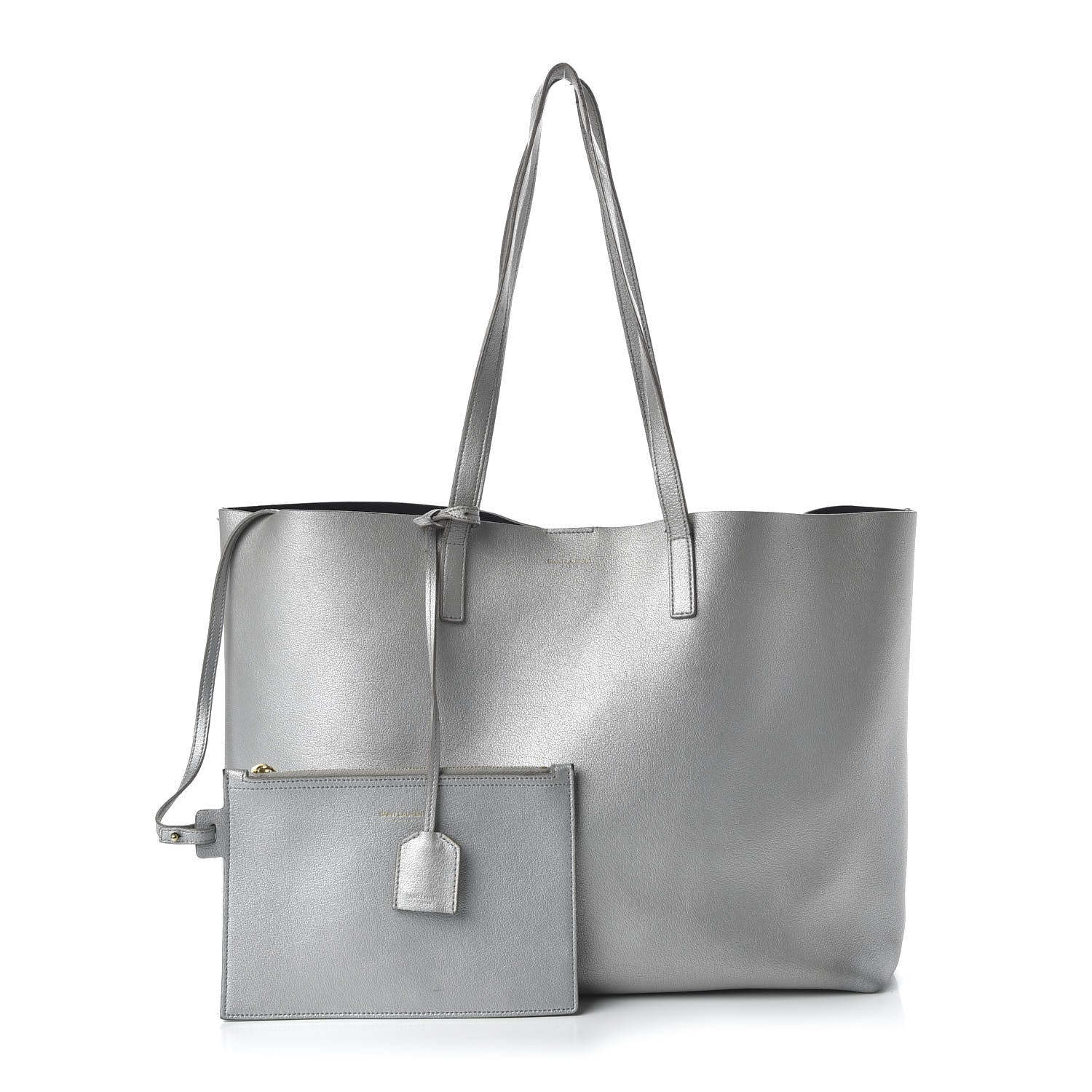 Saint Laurent Metallic Calfskin Large Shopping Tote Silver 1 of 11