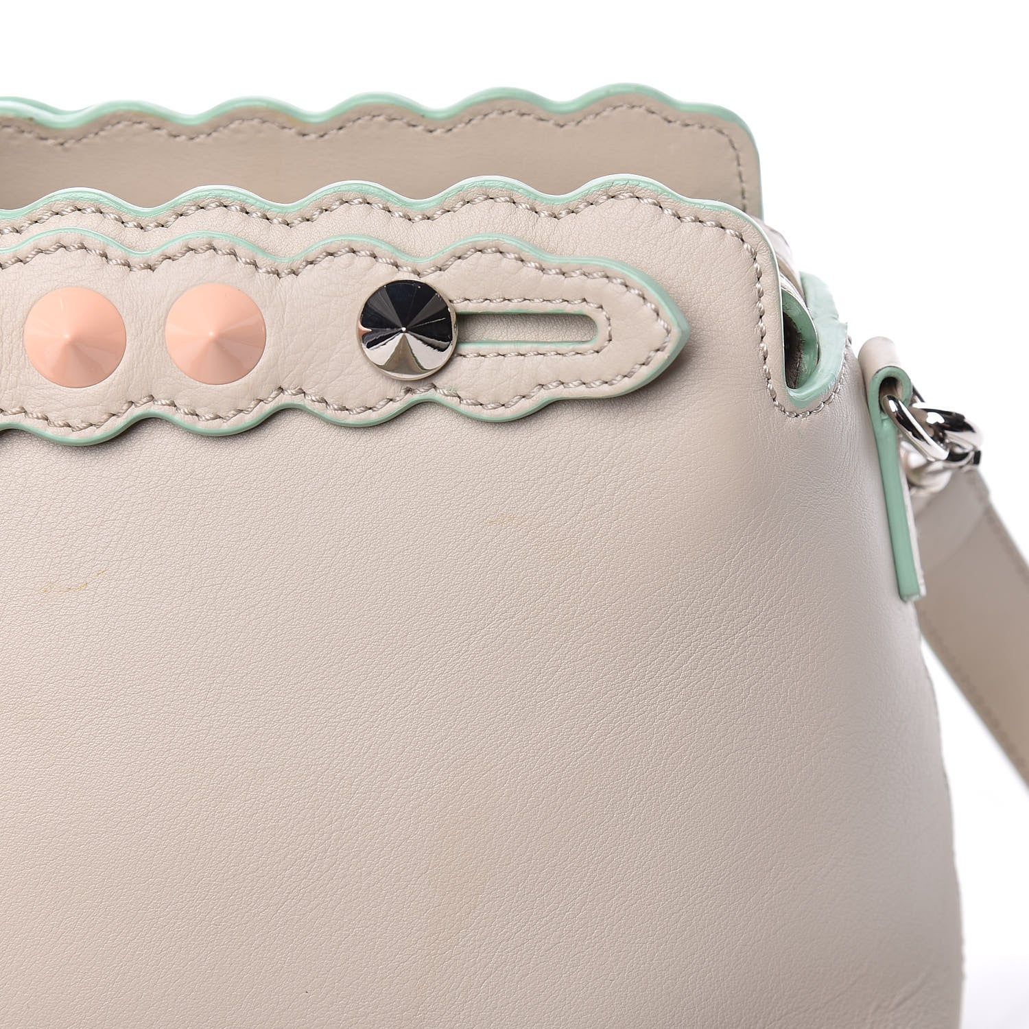 Fendi Vitello Dolce Scalloped Studded Medium By The Way Boston Bag Latte 11 of 18