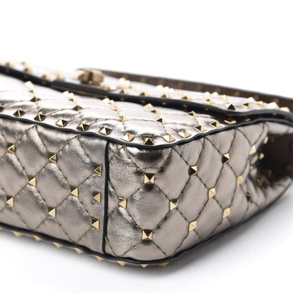 Valentino Garavani Metallic Lambskin Medium Rockstud Spike Shoulder Bag Sasso 8 of 10
