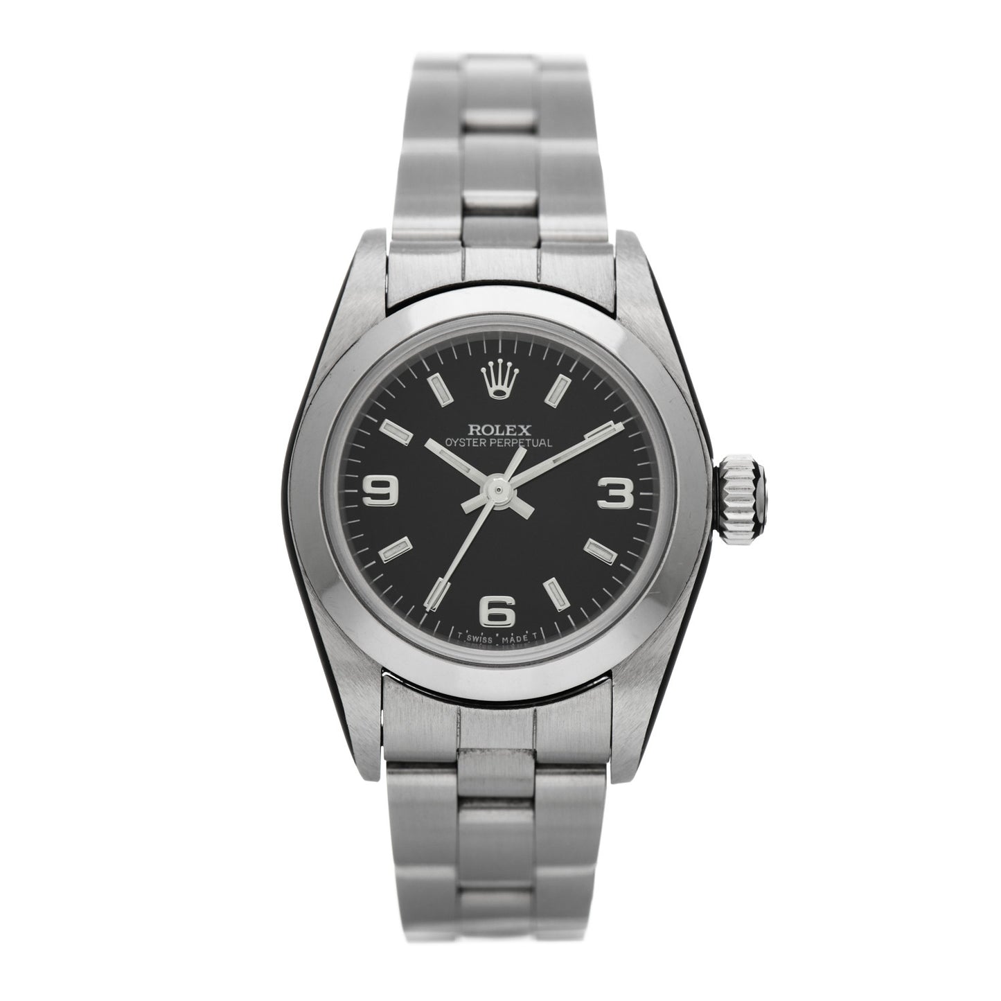 Stainless Steel 24mm Oyster Perpetual Watch Black 67180