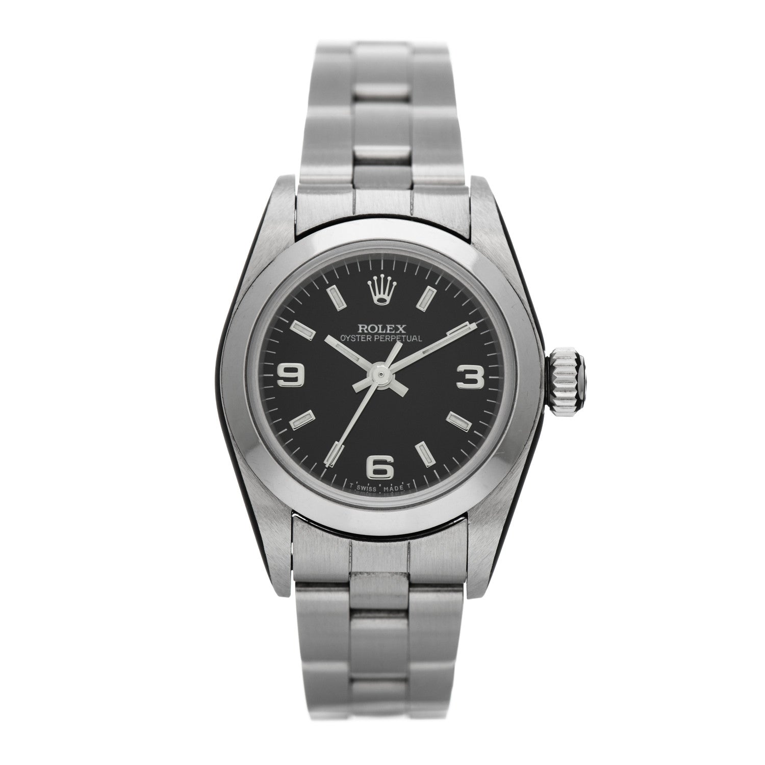 Rolex Stainless Steel 24mm Oyster Perpetual Watch Black 67180 1 of 4