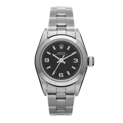 Rolex Stainless Steel 24mm Oyster Perpetual Watch Black 67180 1 of 4