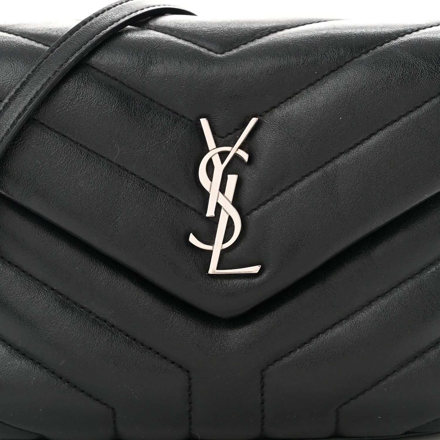 Saint Laurent Calfskin Y Quilted Monogram Toy Loulou Crossbody Bag Black 8 of 13