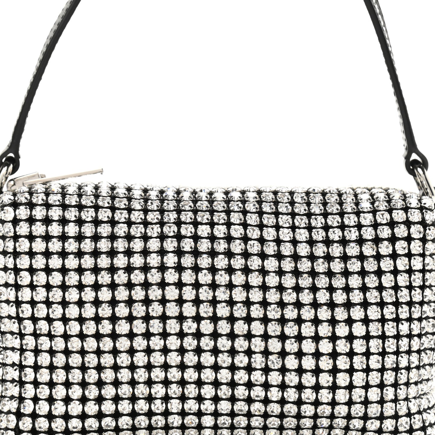 Mesh Crystal Rhinestone Mini Heiress Pouch Black Silver