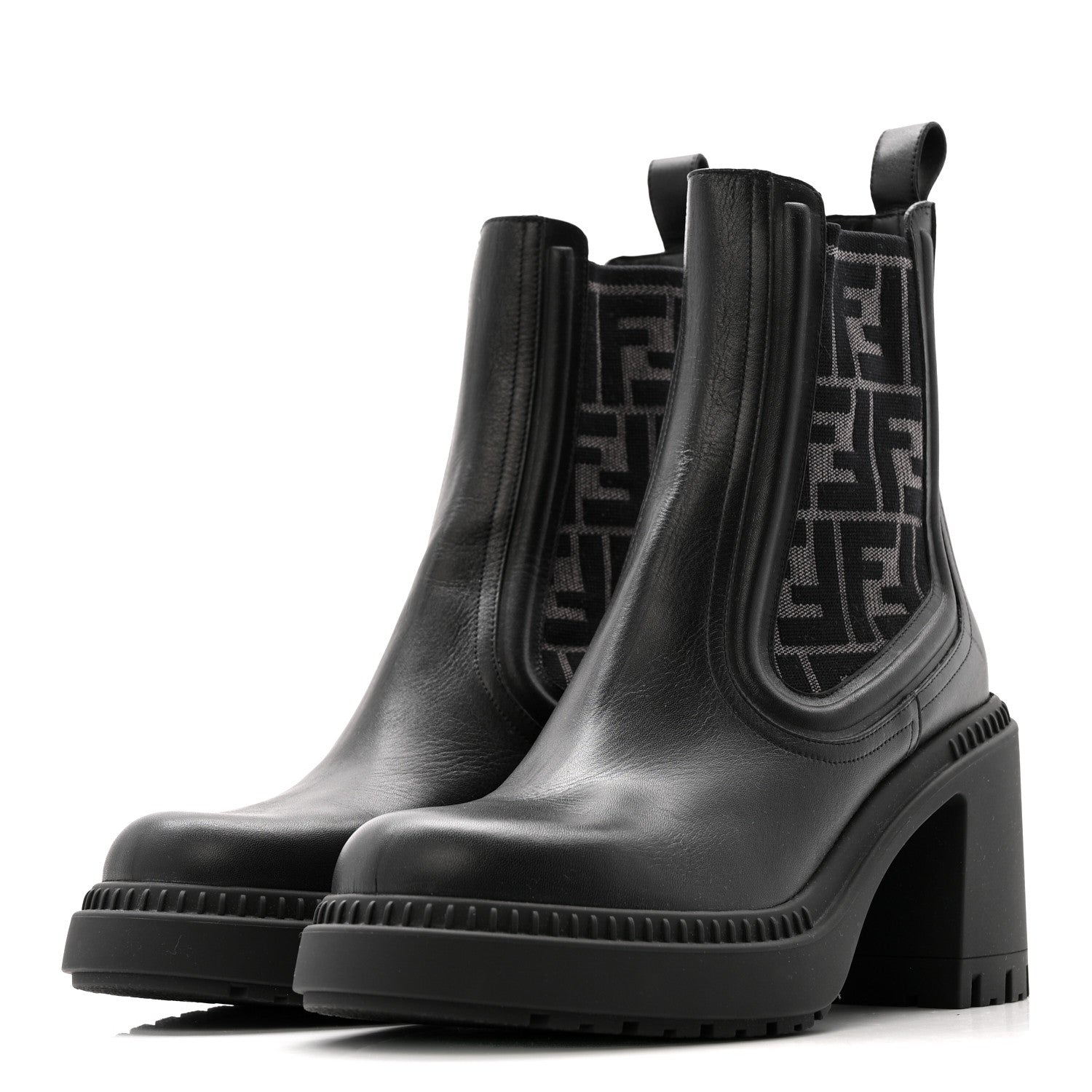 Fendi Vitello Maglia FF Domino Biker Boots 41 Black 4 of 13