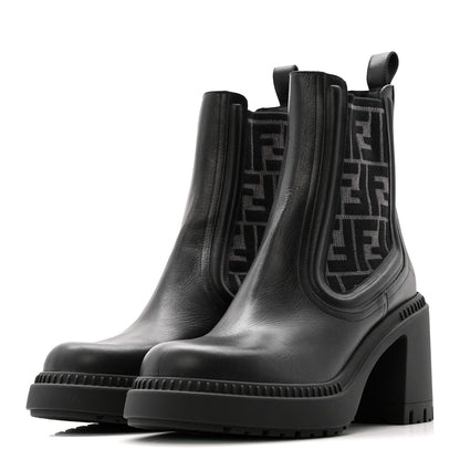 Fendi Vitello Maglia FF Domino Biker Boots 41 Black 4 of 13