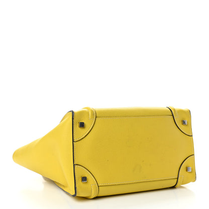 Celine Drummed Calfskin Mini Luggage Citron 3 of 4