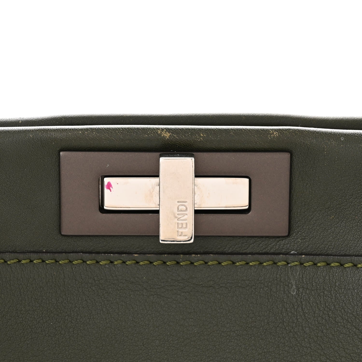 Fendi Vitello Seta Shiny Nappa Large Peekaboo Iconic Satchel Verde Prato 13 of 18