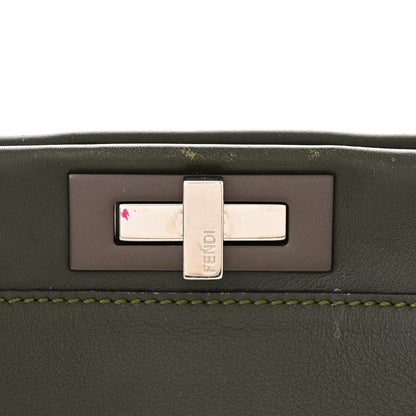 Fendi Vitello Seta Shiny Nappa Large Peekaboo Iconic Satchel Verde Prato 13 of 18