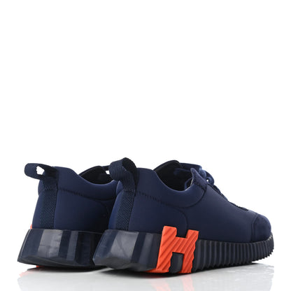 Hermes Technical Jersey Suede Goatskin Bouncing Sneakers 36 Marine 4 of 9