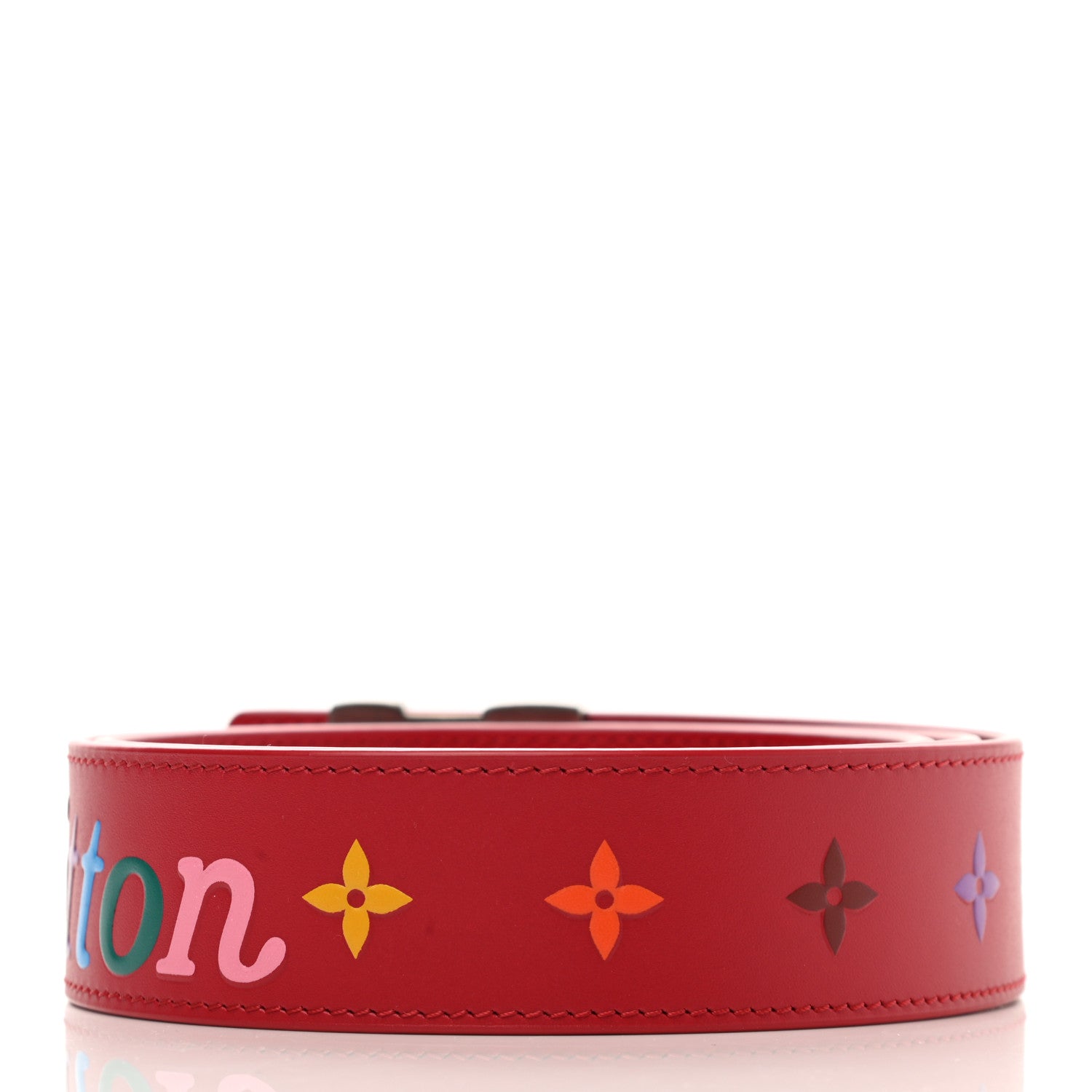 Louis Vuitton Calfskin 35mm LV New Wave Belt 80 32 Red 2 of 8
