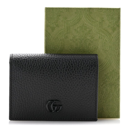 Gucci Dollar Calfskin Enamel Monochrome GG Marmont Card Case Black 11 of 11
