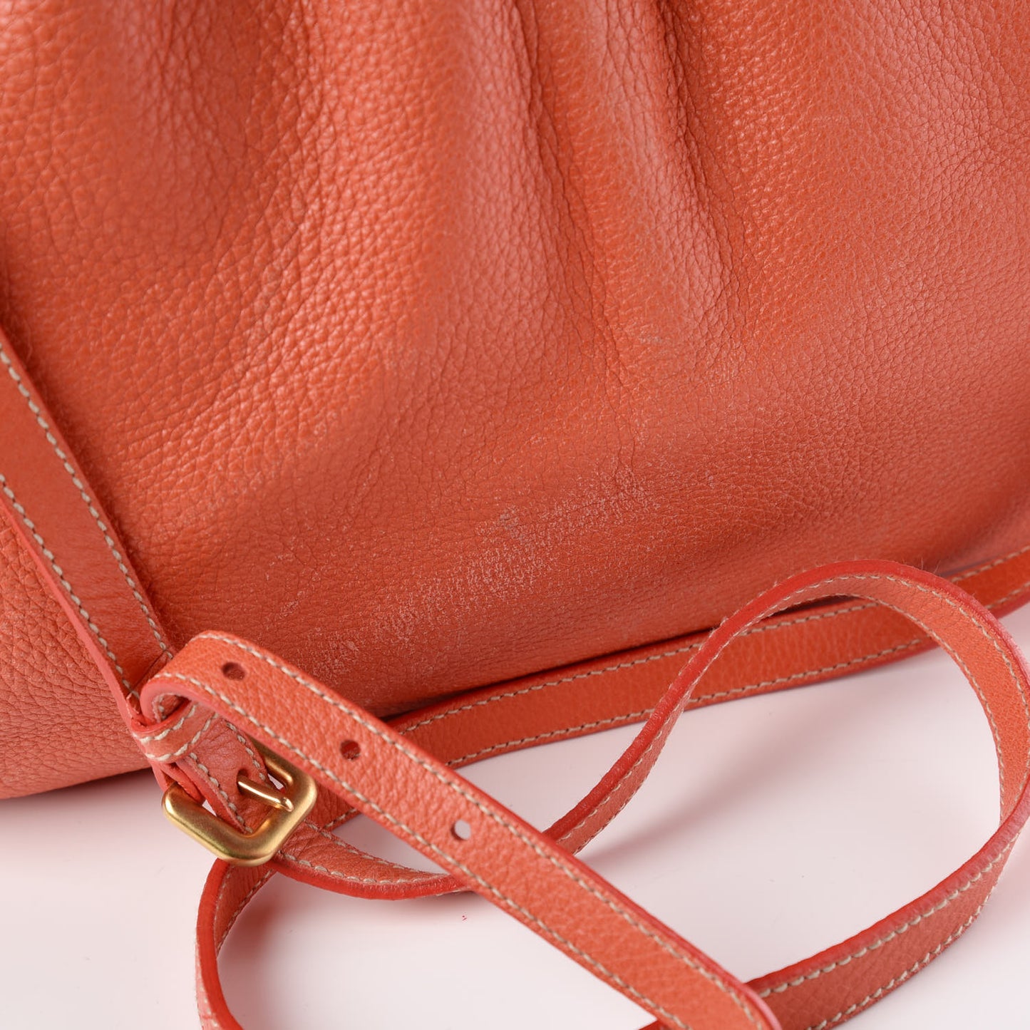 Cervo Deerskin Pleats Tote Corallo