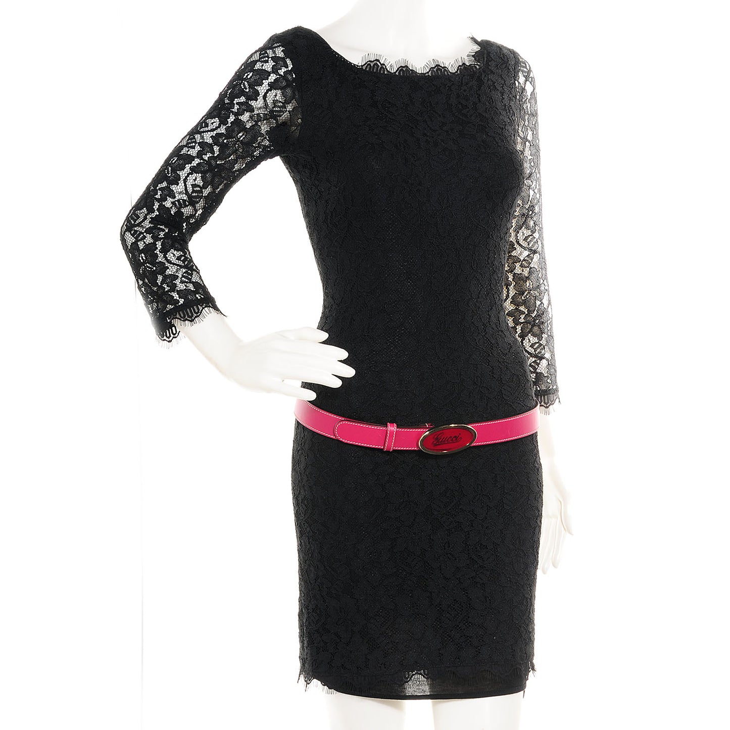 Leather Script Buckle Belt Bright Pink 90 36