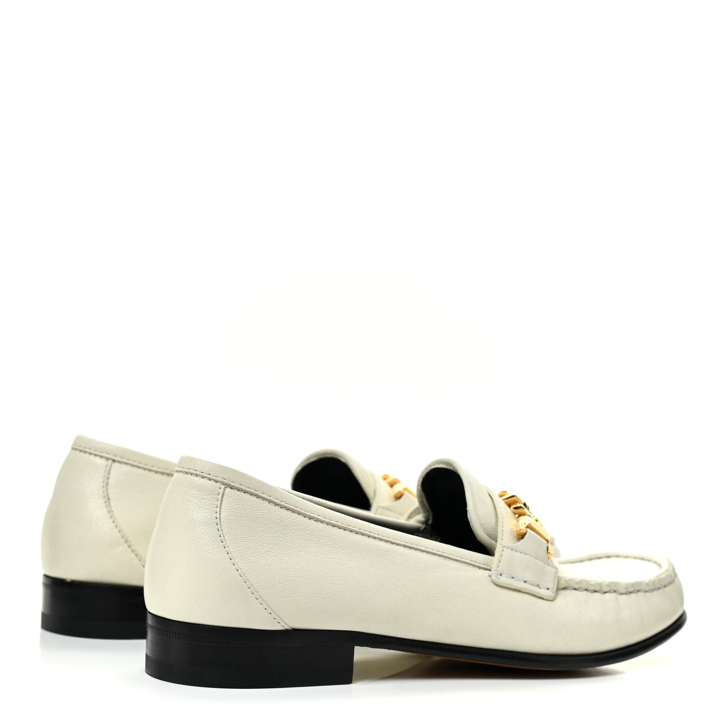 Calfskin Womens Chain Loafers 38.5 White