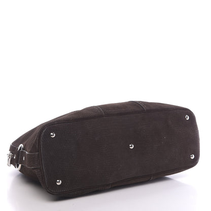 Saint Laurent Nubuck Lizard Embossed Oversized Muse Brown 4 of 11